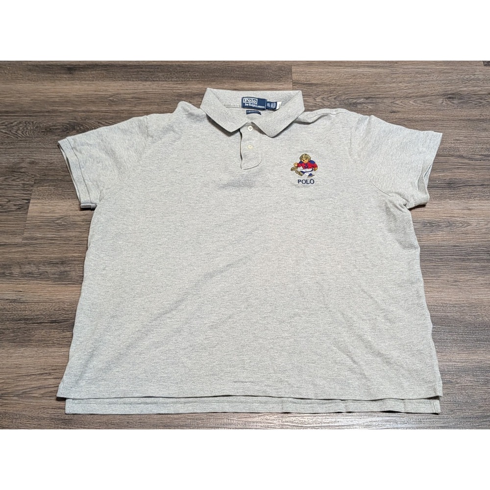 Polo Ralph Lauren‎ Mens XXL Custom Slim Fit Football Polo Bear Gray SSKCCMSLM1